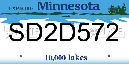 SD2D572 Minnesota License Plate