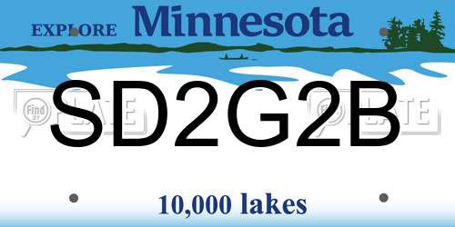 SD2G2B Minnesota License Plate