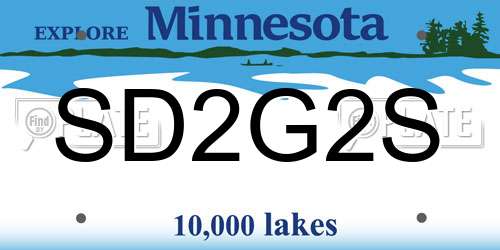 SD2G2S Minnesota License Plate