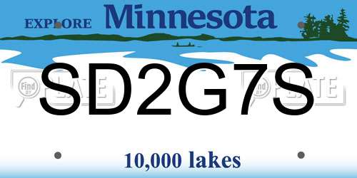 SD2G7S Minnesota License Plate