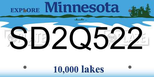 SD2Q522 Minnesota License Plate