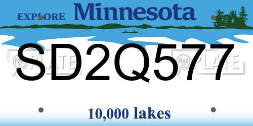 SD2Q577 Minnesota License Plate