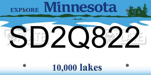 SD2Q822 Minnesota License Plate