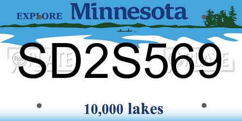 SD2S569 Minnesota License Plate