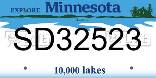 SD32523 Minnesota License Plate