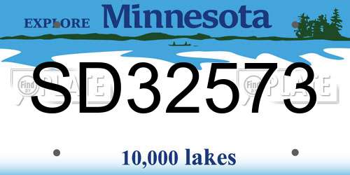 SD32573 Minnesota License Plate