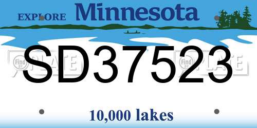 SD37523 Minnesota License Plate