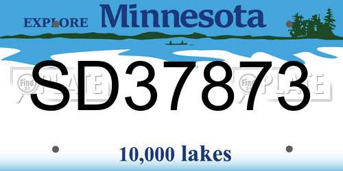 SD37873 Minnesota License Plate