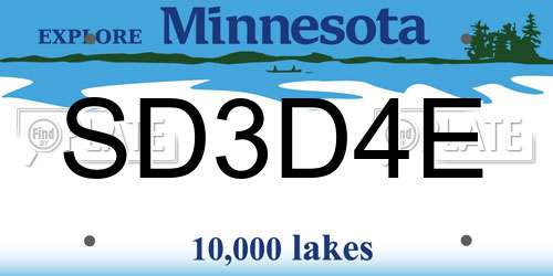 SD3D4E Minnesota License Plate