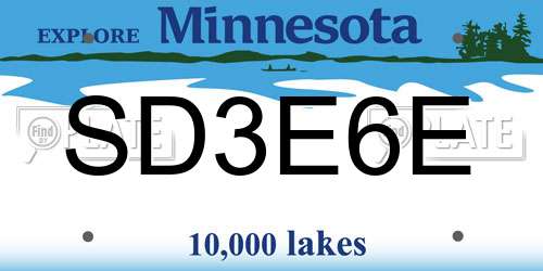 SD3E6E Minnesota License Plate