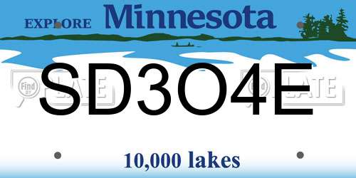 SD3O4E Minnesota License Plate