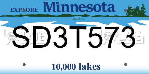 SD3T573 Minnesota License Plate