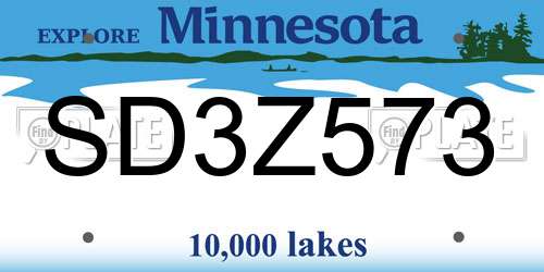 SD3Z573 Minnesota License Plate