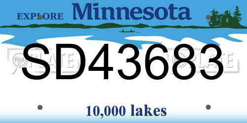 SD43683 Minnesota License Plate