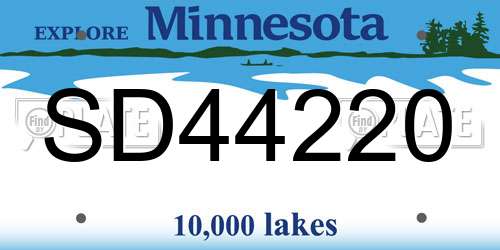 SD44220 Minnesota License Plate