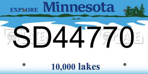 SD44770 Minnesota License Plate