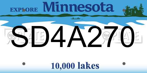SD4A270 Minnesota License Plate