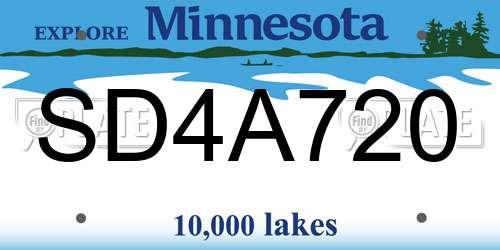 SD4A720 Minnesota License Plate