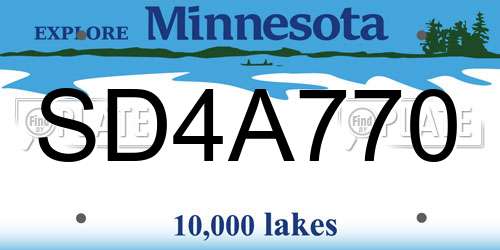 SD4A770 Minnesota License Plate