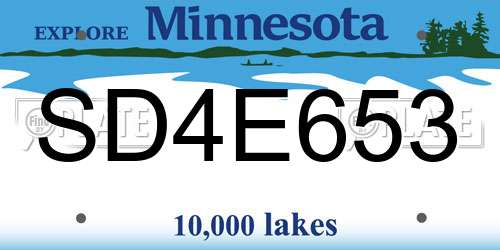 SD4E653 Minnesota License Plate