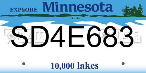 SD4E683 Minnesota License Plate