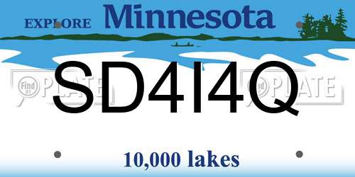 SD4I4Q Minnesota License Plate