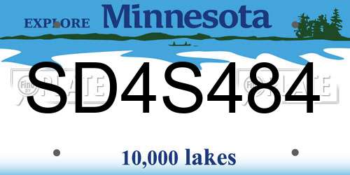 SD4S484 Minnesota License Plate