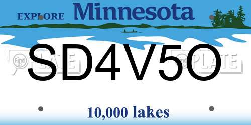 SD4V5O Minnesota License Plate