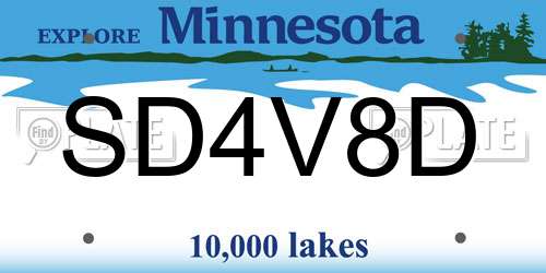 SD4V8D Minnesota License Plate