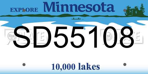 SD55108 Minnesota License Plate