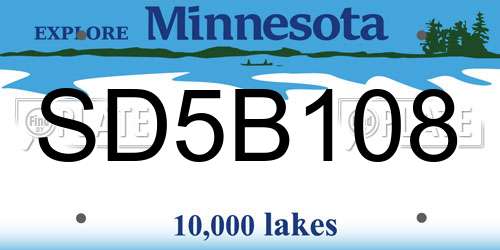 SD5B108 Minnesota License Plate