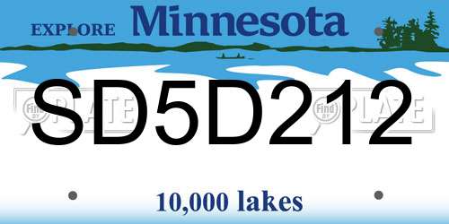 SD5D212 Minnesota License Plate