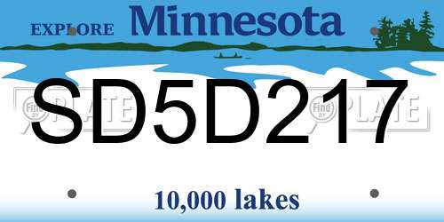 SD5D217 Minnesota License Plate