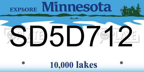 SD5D712 Minnesota License Plate