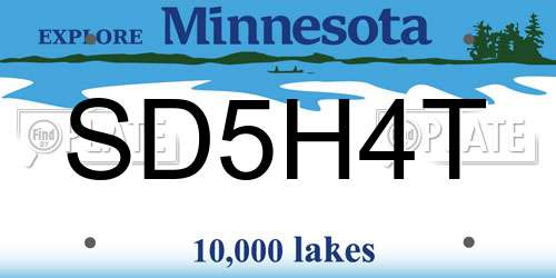 SD5H4T Minnesota License Plate