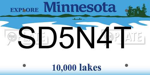 SD5N4T Minnesota License Plate