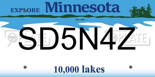SD5N4Z Minnesota License Plate