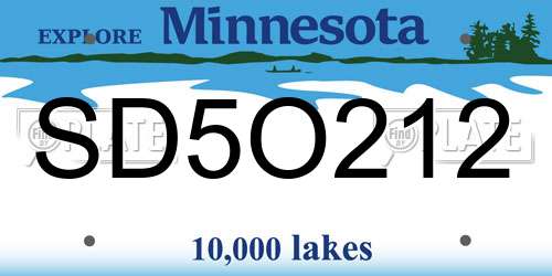 SD5O212 Minnesota License Plate