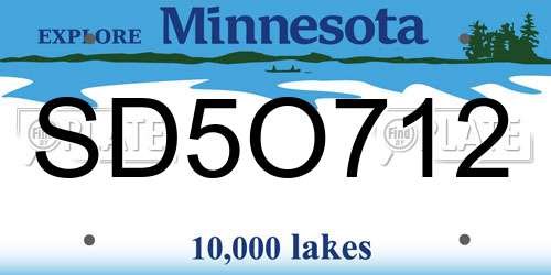 SD5O712 Minnesota License Plate