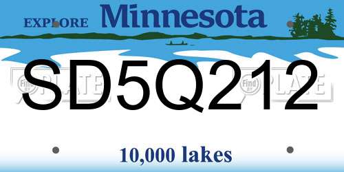 SD5Q212 Minnesota License Plate