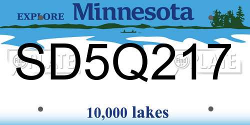 SD5Q217 Minnesota License Plate