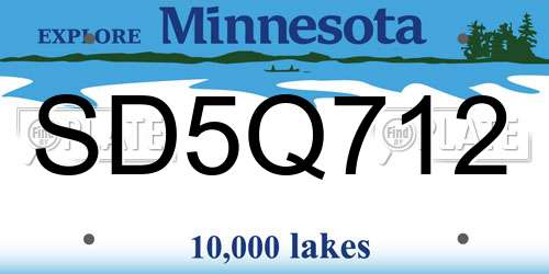 SD5Q712 Minnesota License Plate