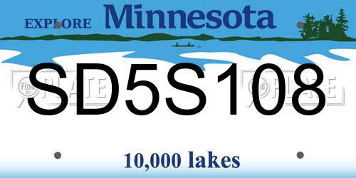 SD5S108 Minnesota License Plate