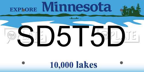 SD5T5D Minnesota License Plate