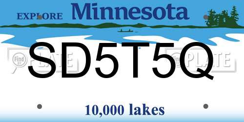 SD5T5Q Minnesota License Plate