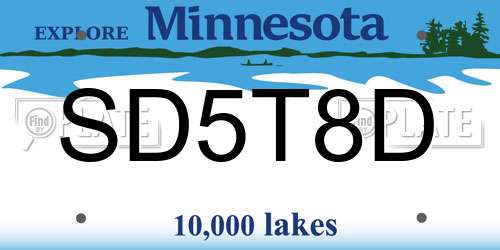 SD5T8D Minnesota License Plate