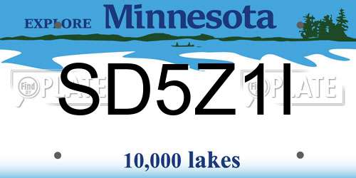 SD5Z1I Minnesota License Plate
