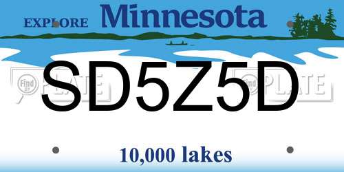SD5Z5D Minnesota License Plate