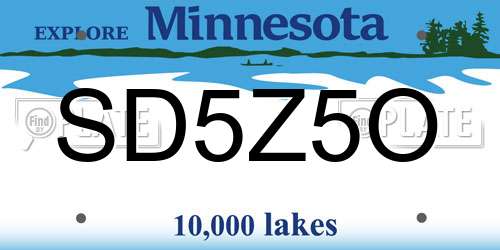 SD5Z5O Minnesota License Plate