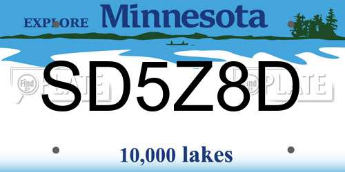 SD5Z8D Minnesota License Plate